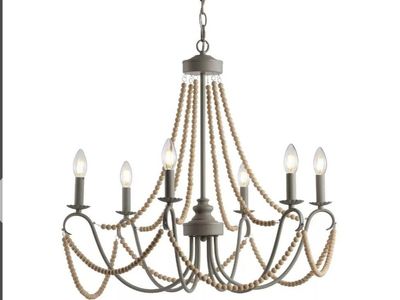 Rustica Adjustable Greige Bead Chandelier