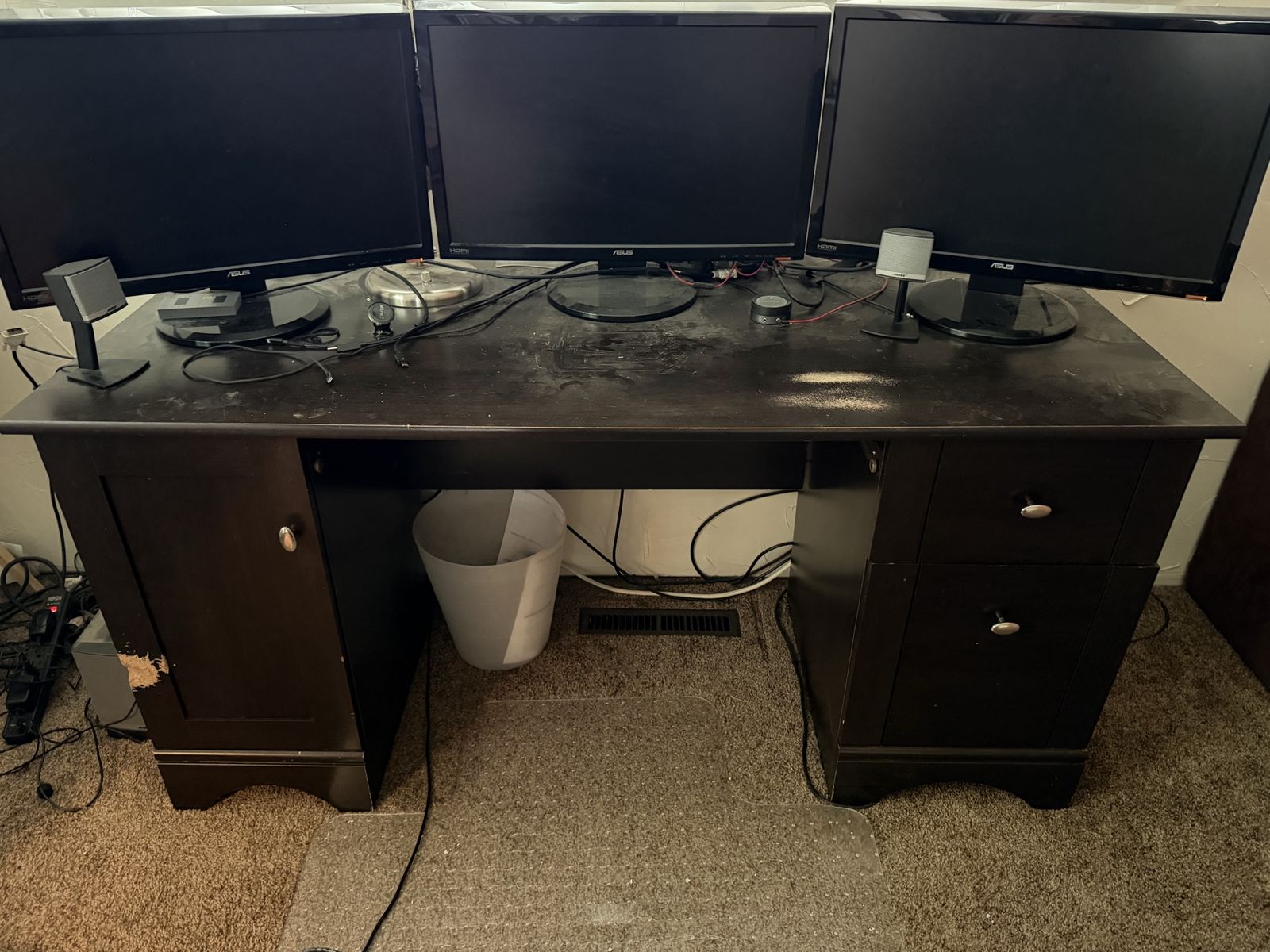Free Used Dark Wood Executive Office Desk with Storage