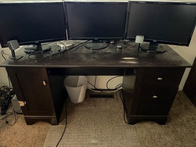 Free Used Dark Wood Executive Office Desk with Storage