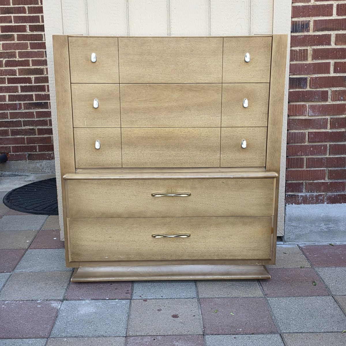 Vintage Mid-Century Tall Solid Wood Dresser