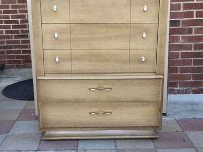 Vintage Mid-Century Tall Solid Wood Dresser