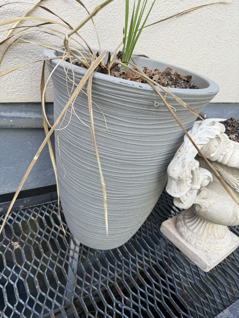 Tall Gray Planter Pot 21 Tall 16 W