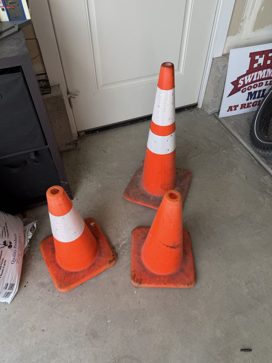 28 inch traffic safety cone and 2 18 inch ones