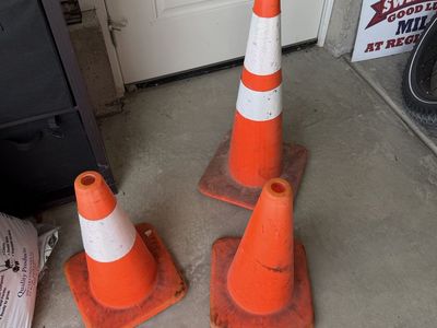 28 inch traffic safety cone and 2 18 inch ones