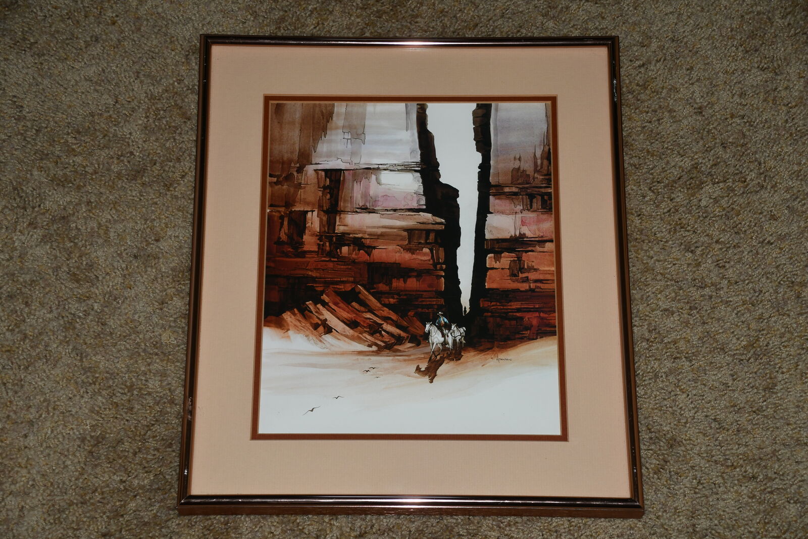 "CARVING THROUGH TIME" WESTERN PICTURE ~ PRINT ~ MICHAEL ATKINSON ~ WESTERN LANDSCAPE ~ 13" x 15" FRAMED