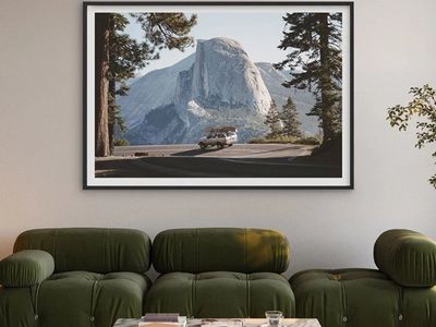 Framed Yosemite Half Dome Wall Art – Large Black Frame 37" x 29" #520