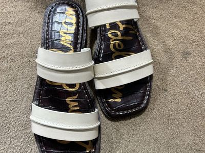 Sam Edelman size 8 cream ivory leather slide sandals