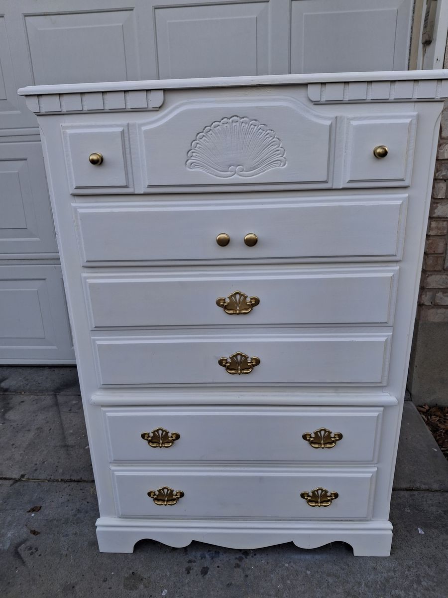 tall all wood white dresser/boy