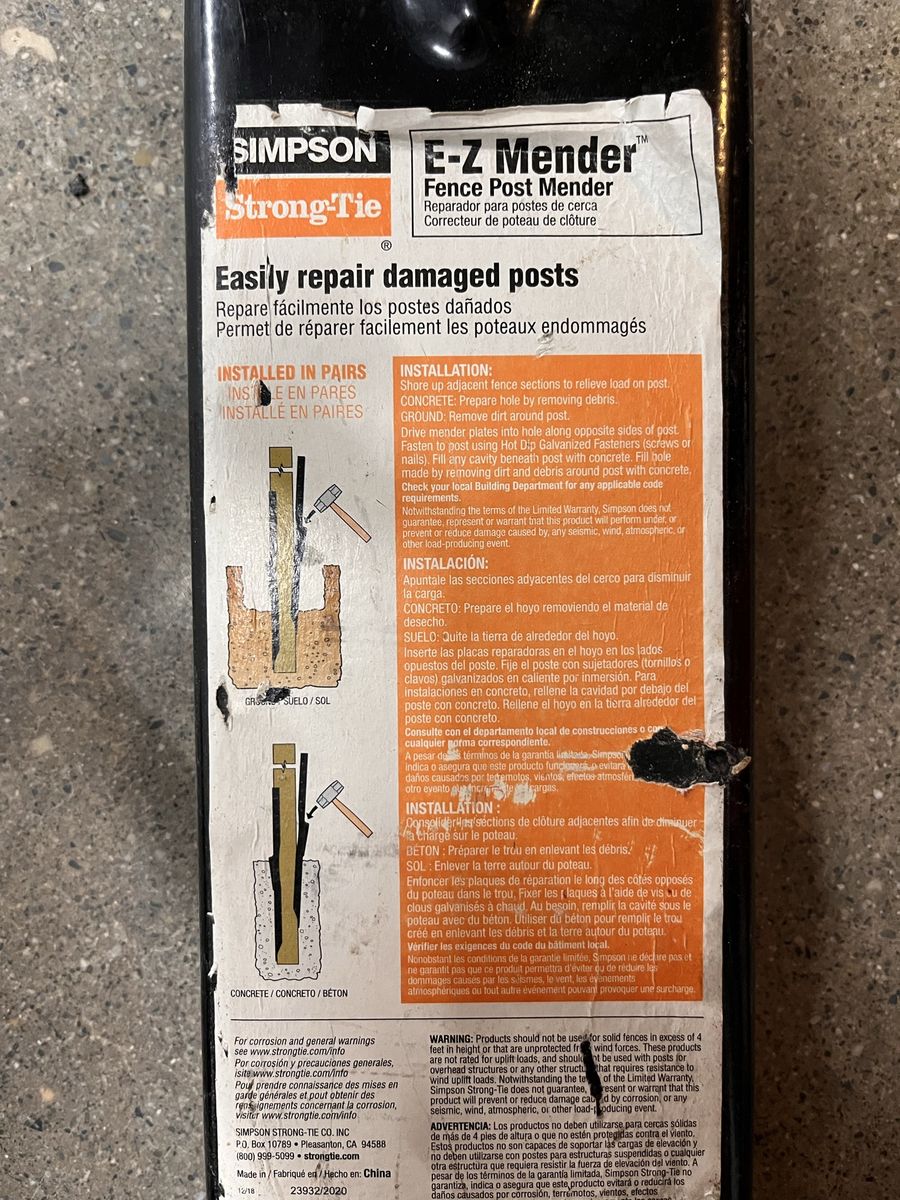 Simpson Strong-Tie E-Z Mender Fence Post Repair Stake for Damaged Posts