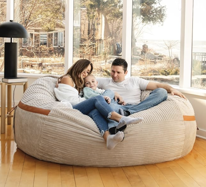 Big Joe Fuf 8Ft Giant Foam Bean Bag Chair, Oversized Couch