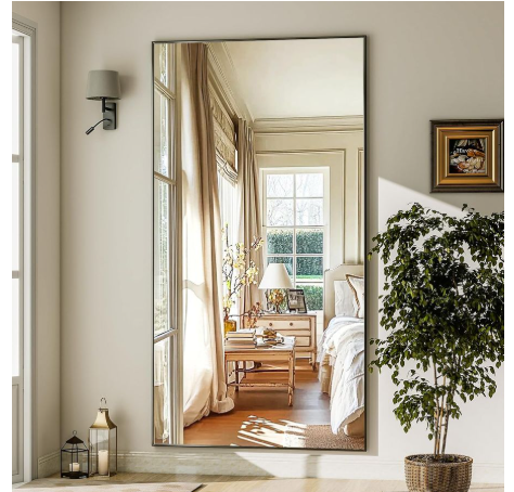 71" x 31" Full Length Mirror Extra Large Hanging or Leaning Rectangle Mirror Aluminum Alloy Thin Frame Bedroom Floor Dressing