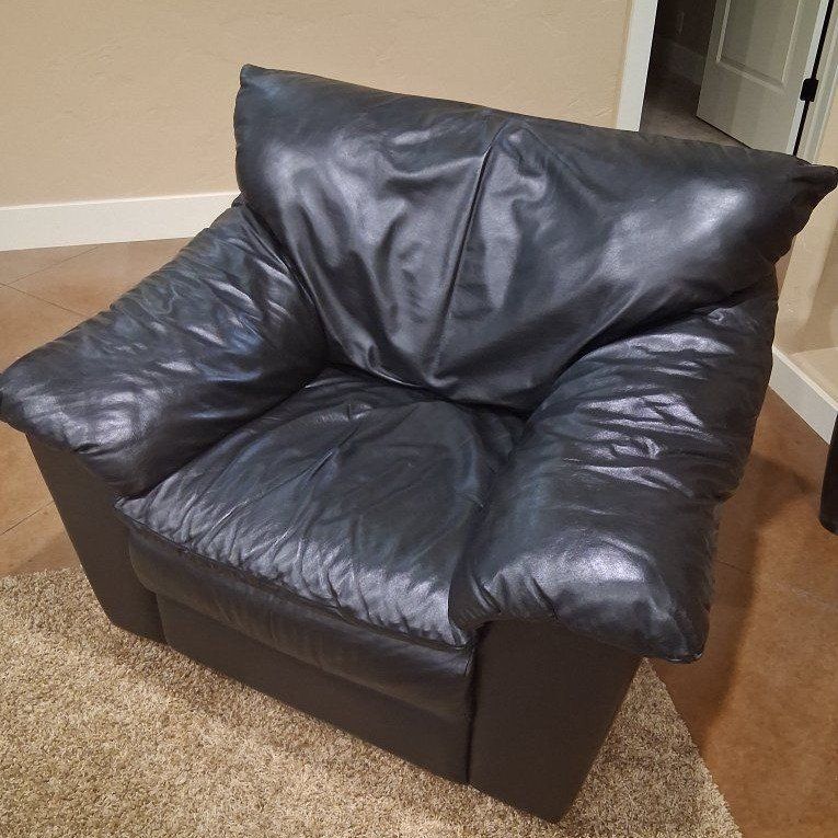 Used Black Leather Oversized Armchair