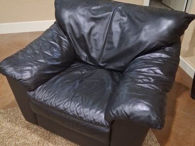 Used Black Leather Oversized Armchair
