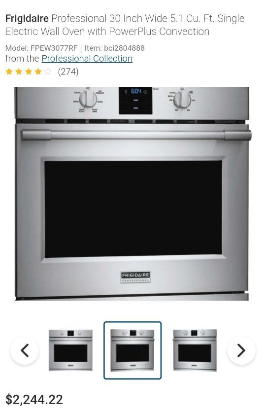 Frigidaire Professional 30" Stainless Steel Electric Wall Oven w/ Convection - NEW