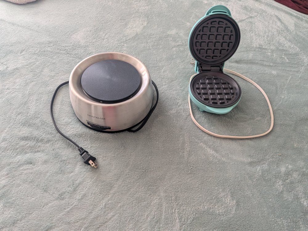 New Nostalgia MyMini Waffle Maker + Electric Fondue Pot (No Boxes)