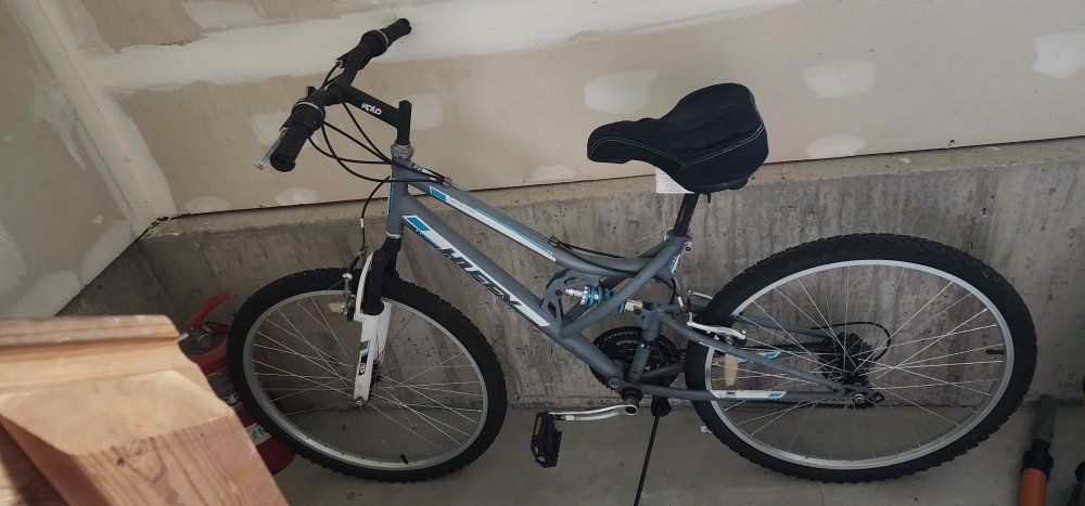 Huffy Scout Mountain Bike - Full Suspension, Adult Size, Grey/Blue