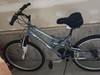 Huffy Scout Mountain Bike - Full Suspension, Adult Size, Grey/Blue