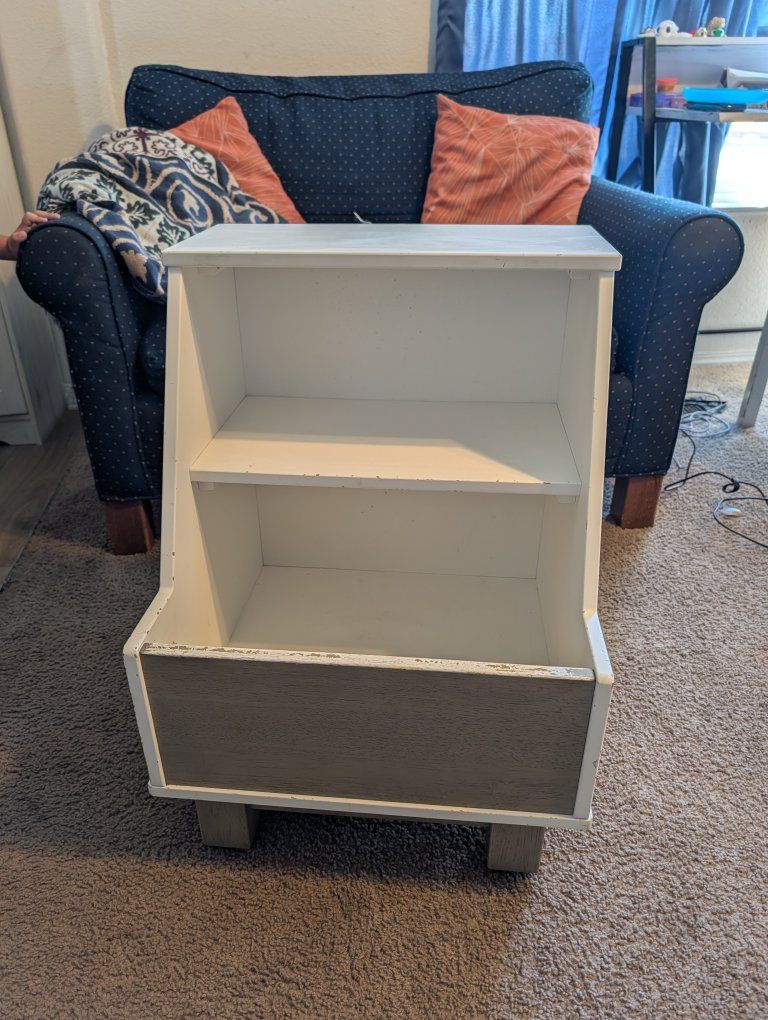 White and Wood Children's Toy Storage Organizer with Shelves $5