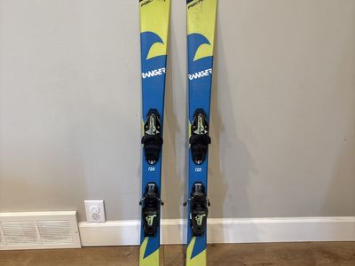 Fischer Ranger 120 Junior Downhill Skis with Bindings - Yellow/Blue