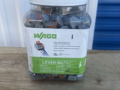 WAGO 222-413 Lever-Nuts 3-Conductor Compact Splicing Connectors - Qty 250, 12-28 AWG