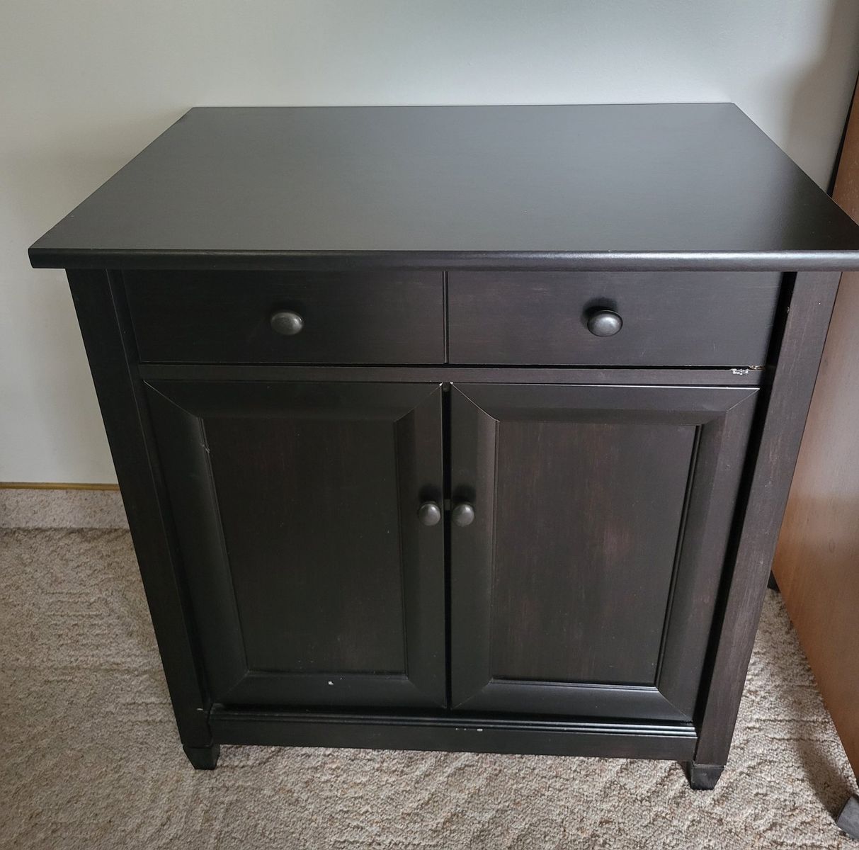 Dark Wood Cabinet with Drawer and Double Doors - Versatile Storage for Any Room