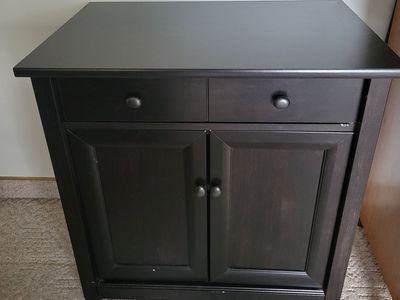 Dark Wood Cabinet with Drawer and Double Doors - Versatile Storage for Any Room