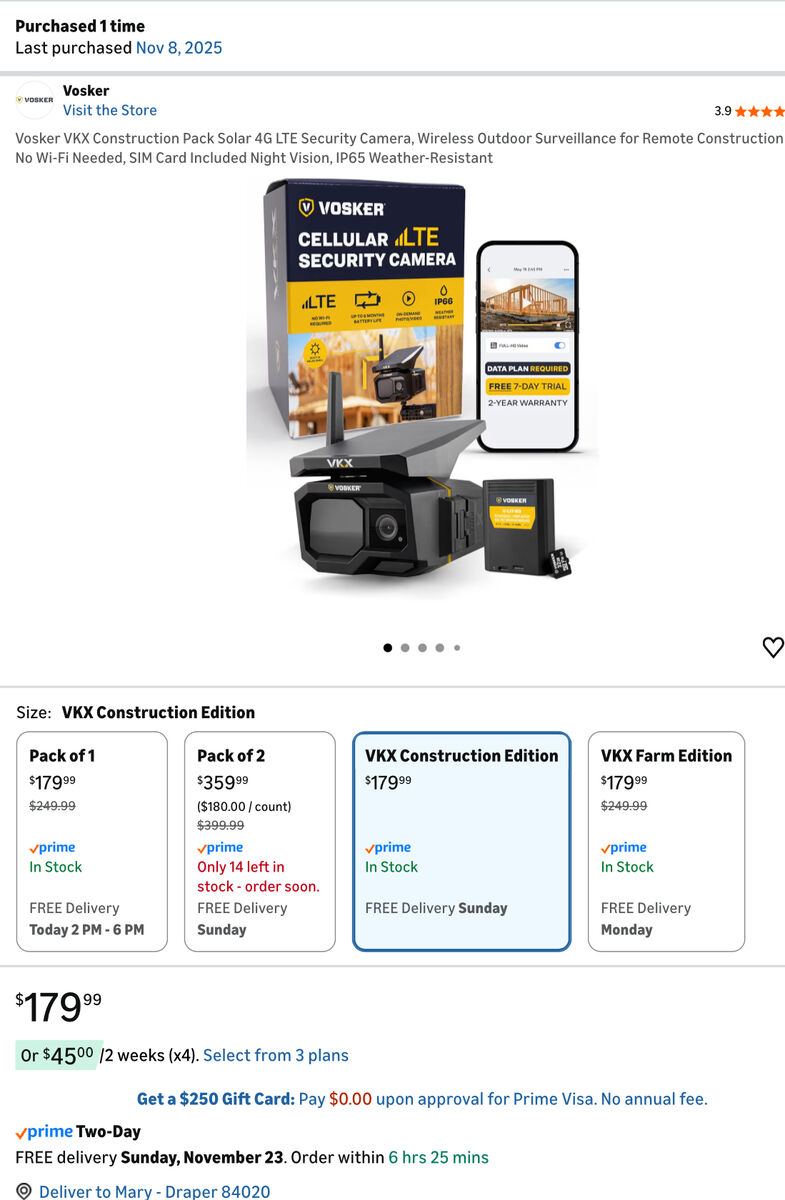 Vosker remote, solar wireless security camera- NEW IN BOX!!