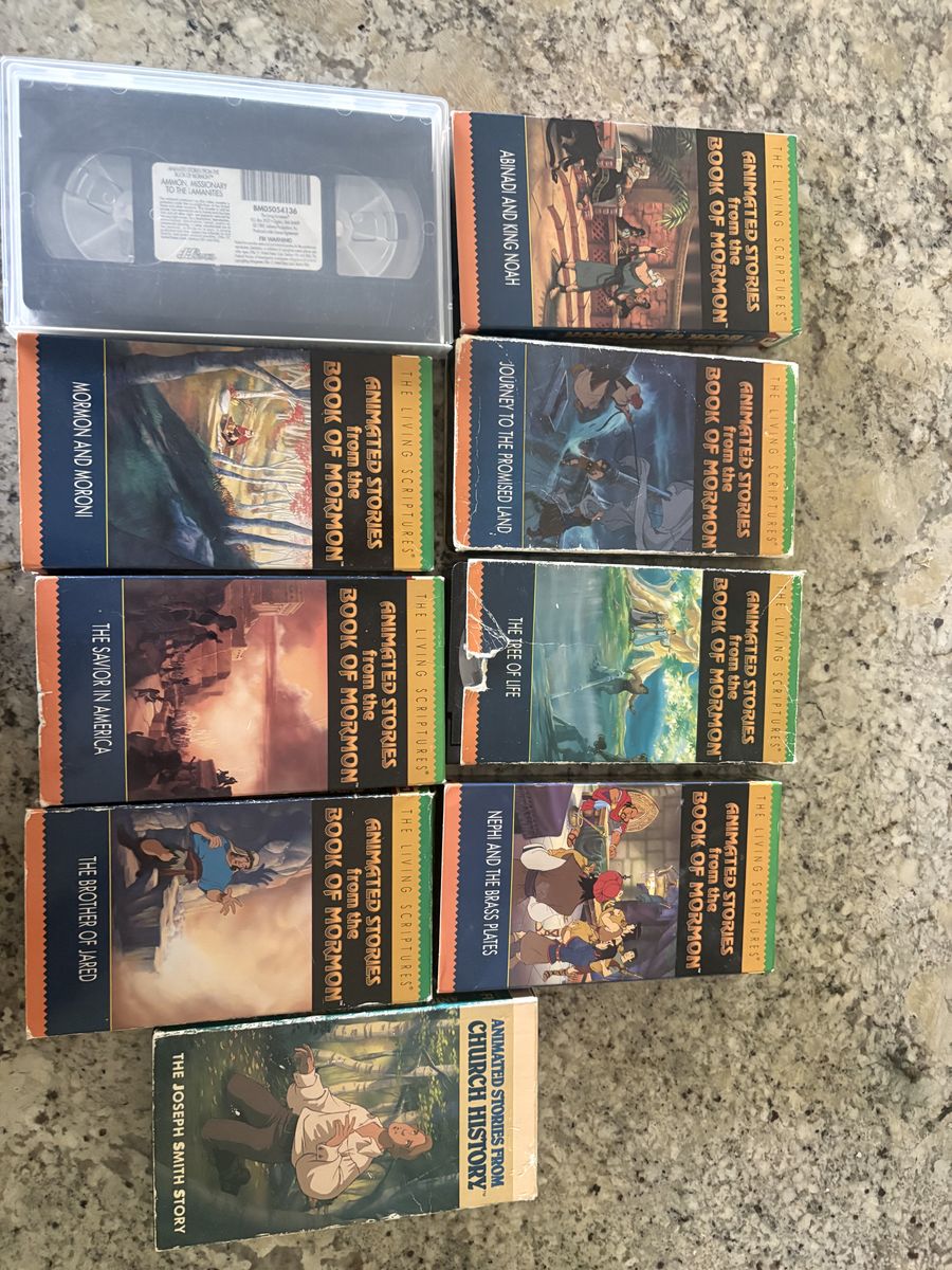 The Living Scriptures- Animated Stories from the Book of Mormon & Church History VHS Tapes - 9 Tape Lot