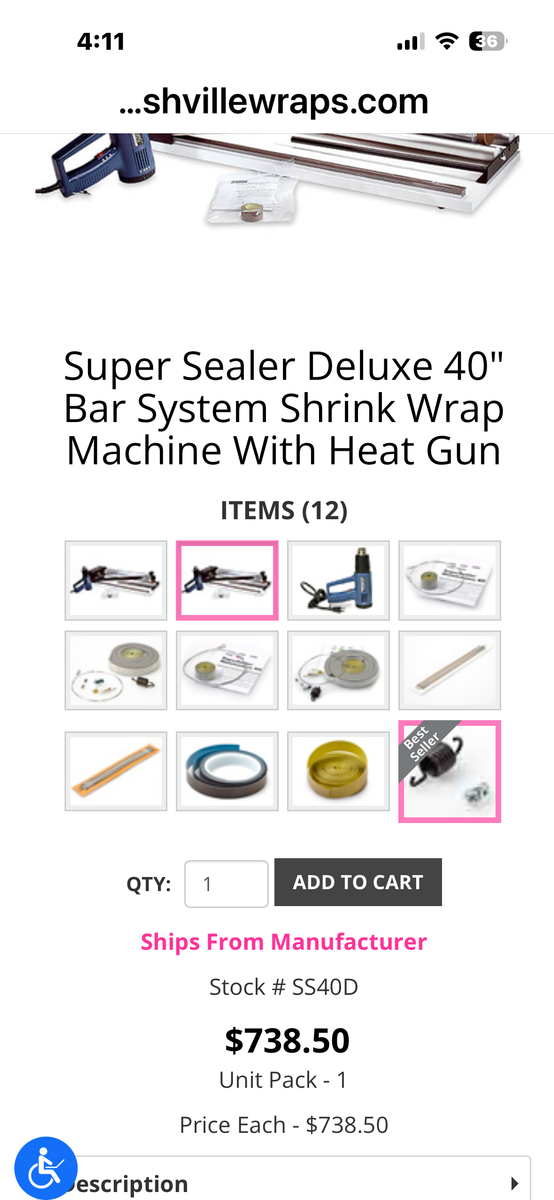 Super Sealer Deluxe 40" Bar System Shrink Wrap Machine with Hotshot Heat Gun (NEG-2G)