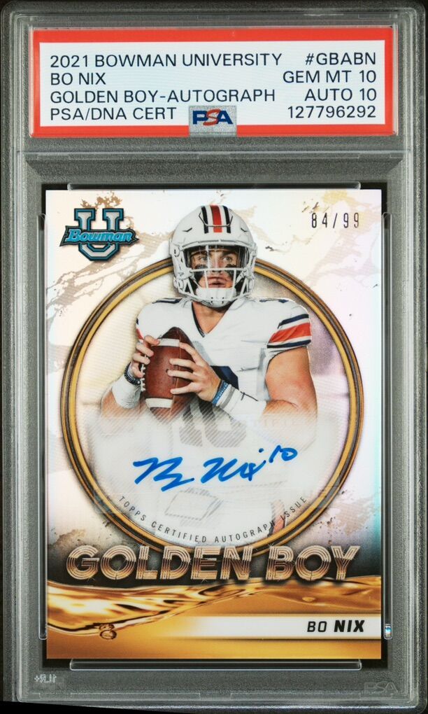 2021 Bowman U Bo Nix Golden Boy Auto PSA 10