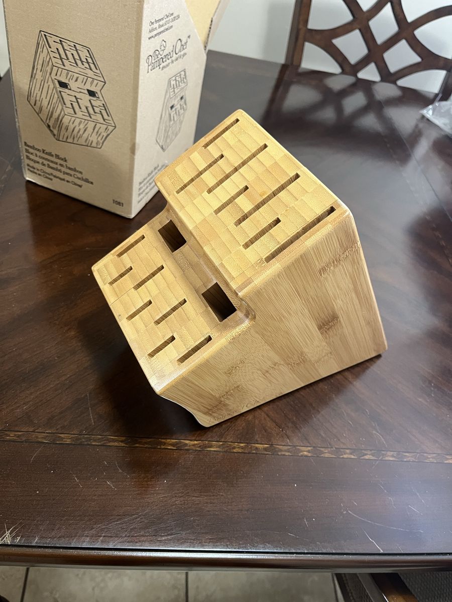 Pampered Chef Bamboo Knife Block #1081 – Unused – Original Box