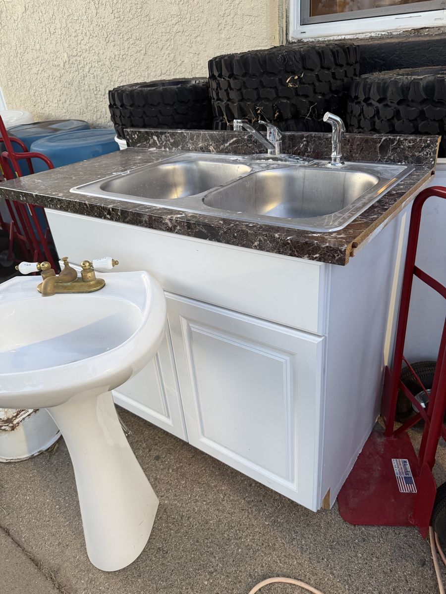 Double Basin Kitchen Sink with Vanity Cabinet