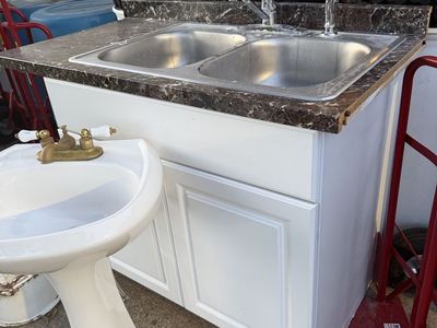 Double Basin Kitchen Sink with Vanity Cabinet