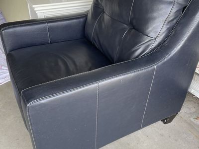 Large Navy Leather Armchair (looks black)