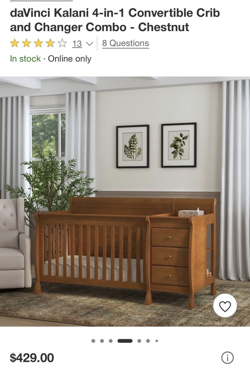 daVinci Kalani Convertible Crib and Changer Combo - Chestnut, Used 8 Months