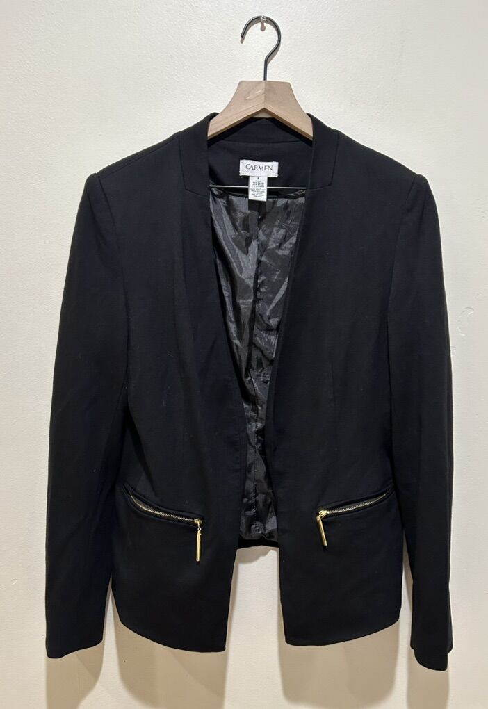 Carmen Marc Valvo Black Blazer Jacket Size 8