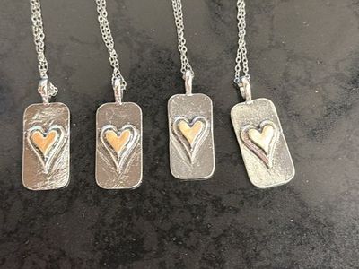 Heart Pendant Necklaces - Silver-tone & Gold Accents (Set of 4)