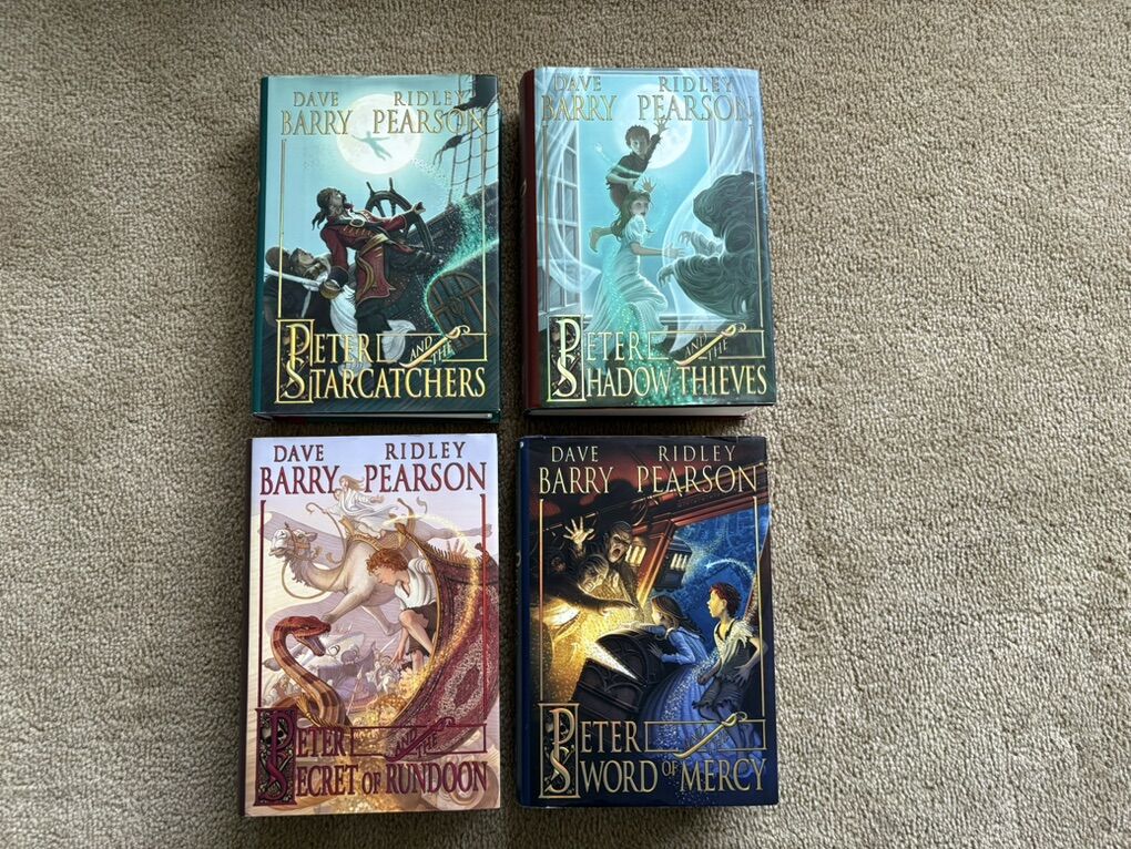 Peter and the Starcatchers Books 1-4, by Dave Barry and Ridley Pearson (hardcovers)