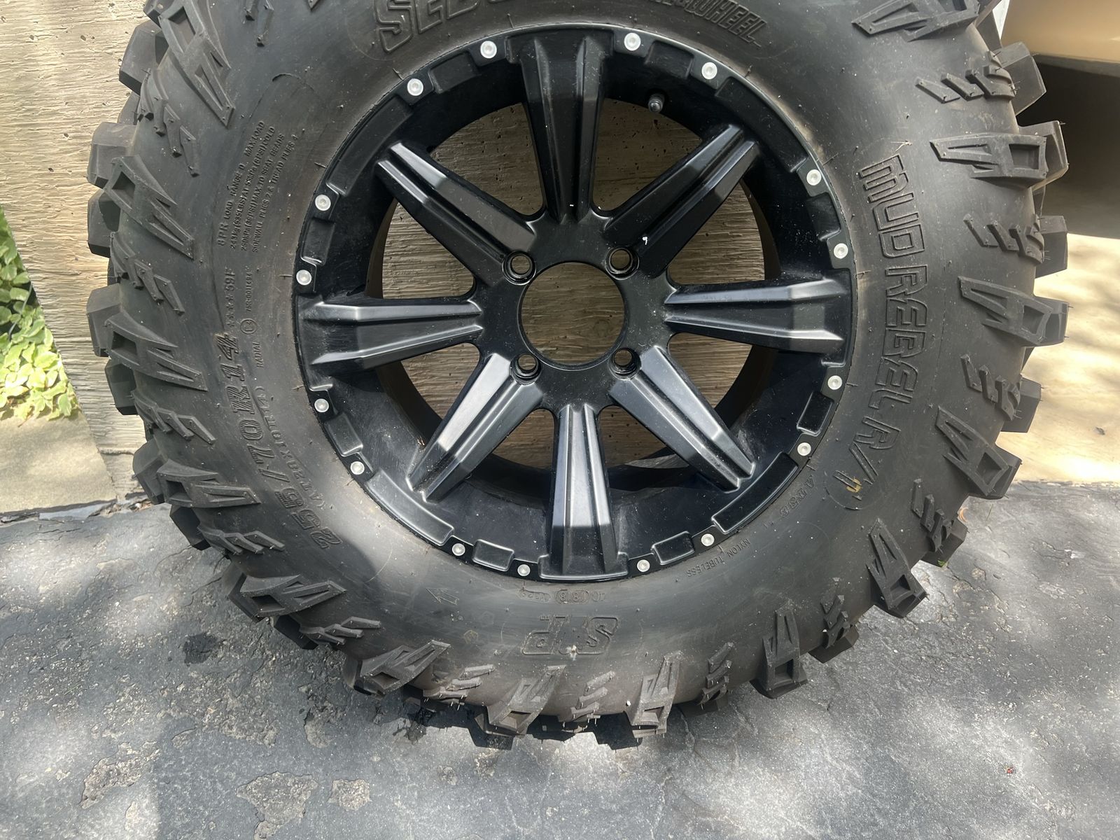 Sedona Mud Rebel R/T UTV Tires & Rims - 255/70R14, Black Spoke, Set of 4
