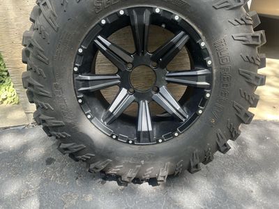 Sedona Mud Rebel R/T UTV Tires & Rims - 255/70R14, Black Spoke, Set of 4
