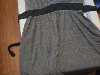 Speeckless Gray Romper Size M with Black Lace Detail and Tie Waist