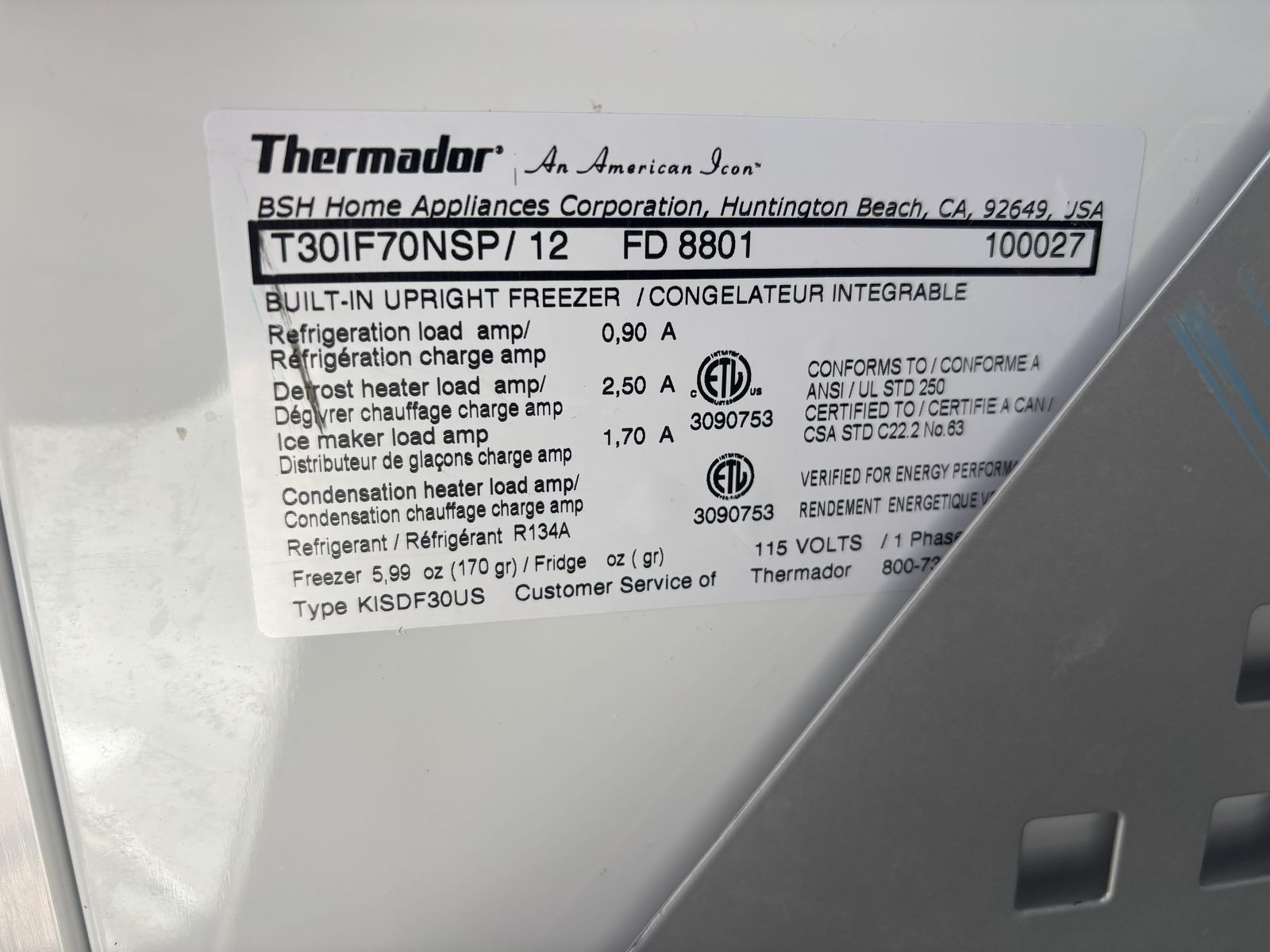 Thermador Built-in Refrigerator, Freezer, Wine Cooler Set.  High end Kitchen Appliances