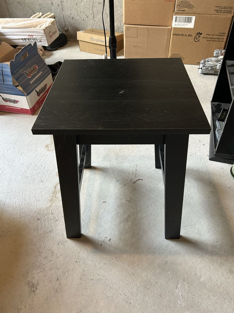 Black Wooden End Table - Square Side Table with Modern Design