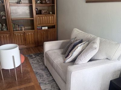 2 Cream/Beige Armchair Love Seat W/Pull Out Beds.