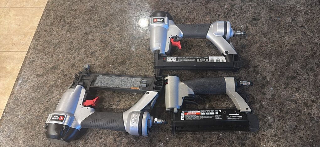 3 Porter Cable Nail Guns - Pin, Brad And Stapler