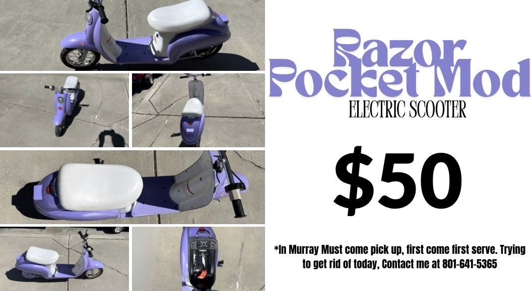 Razor Pocket Mod Electric Scooter - Purple, Fun Ride for Kids