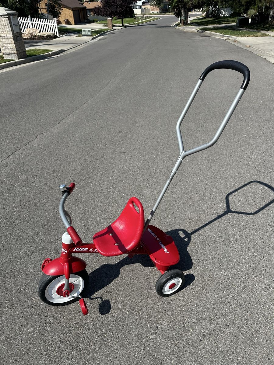 Radio Flyer Red Toddler Tricycle with Removable Push Handle and Bell