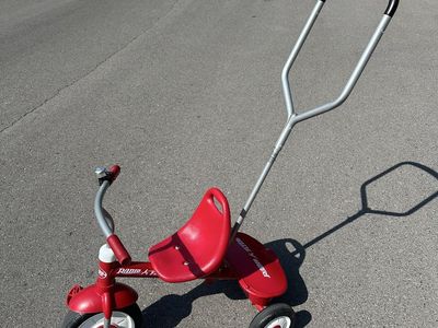 Radio Flyer Red Toddler Tricycle with Removable Push Handle and Bell