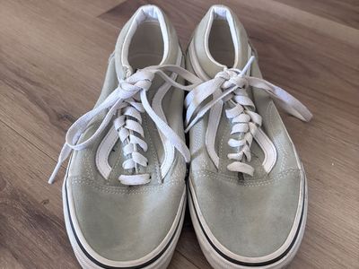 Vans Old Skool Green Suede Canvas Sneakers - Men's 6.5 / Women's 8.0 - Classic Skate Shoes