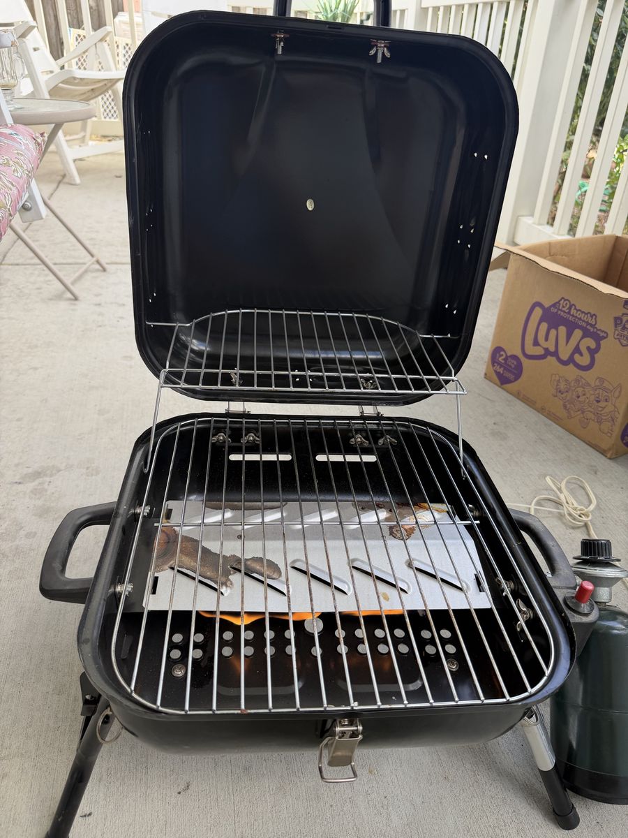Portable Gas Grill Black Tabletop BBQ